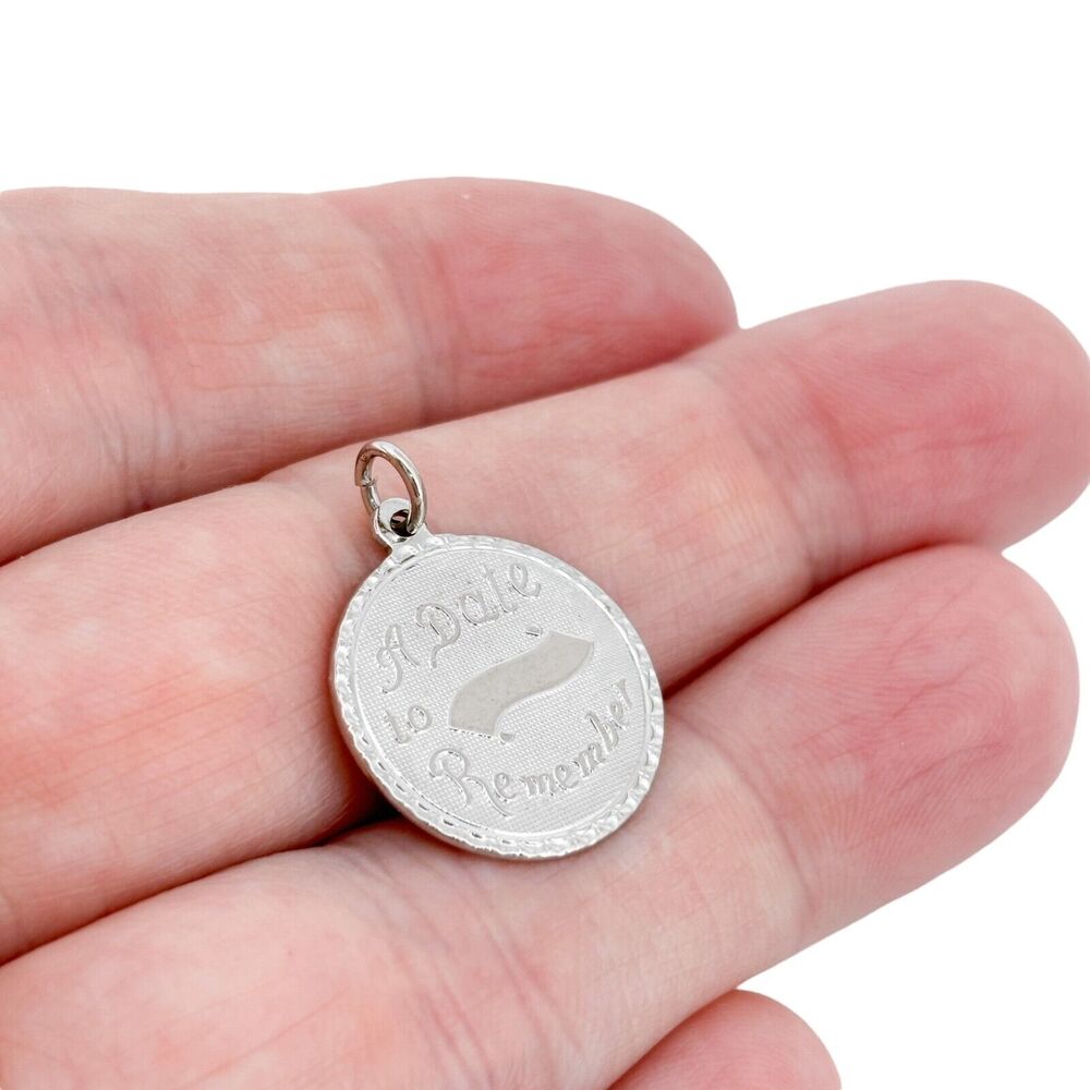 A Date to Remember Round Pendant |. Estate Sterling Silver 925
